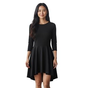 Express Black Pleated Fit and Flare Dress